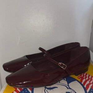 Franco Sarto Dark Red Patent Mary Jane Flats size 10M